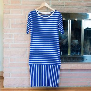 Blue & White Striped LuLaRoe Julia Dress